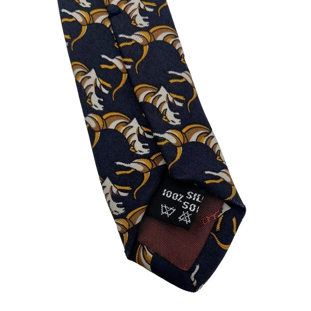 SALVATORE FERRAGAMO Men's 100% Silk Tie ITALY Luxury Tiger Black Brown EUC